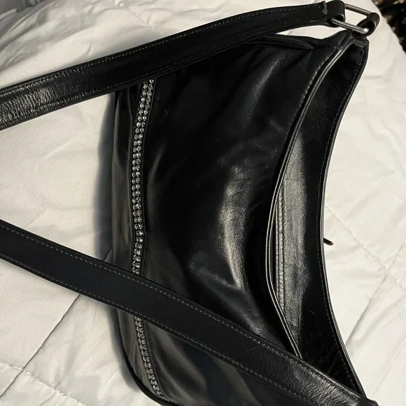 DAWLI Genuine Black Leather Handbag Purse bag LIKE NEW Gorgeous - Picture 2 of 10